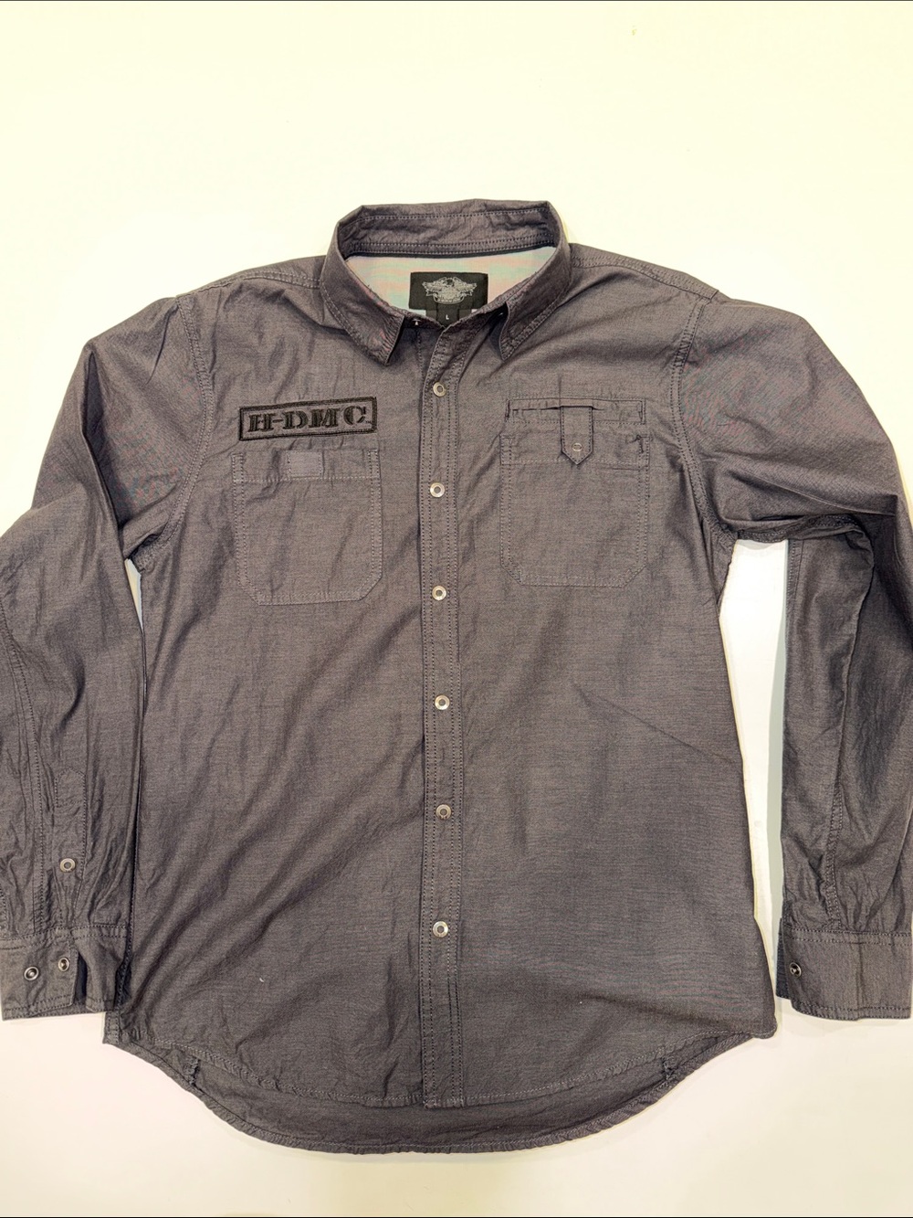 Harley-Davidson Men's Button-Down Shirt in Charcoal Gray